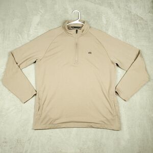Travis Mathew Pullover Mens Large Beige 1/4 Zip Golf Stretch Performance Top